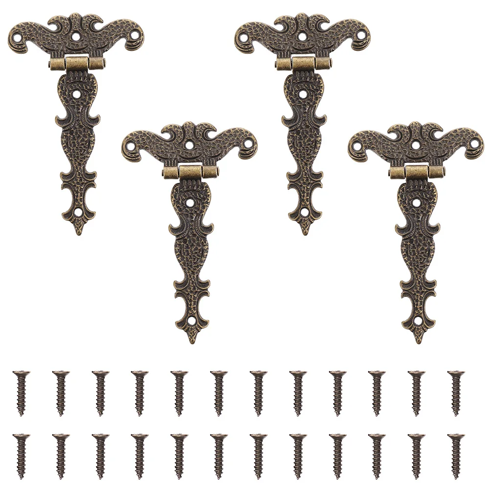

4 Pcs Zinc Alloy Hinges Duty Gate Outdoor European Style Cupboard Cabinet Hardware Durable Stable Non