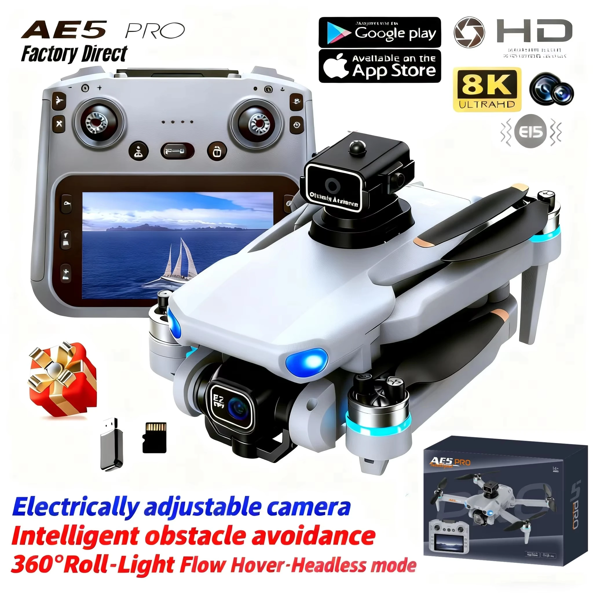 

2026 Hot New AE5 Pro Drone Toy 8K HD 4.5" Screen Control 20 Min Battery Headless Mode Helicopter 360° Flip Quadcopter Mini Drone