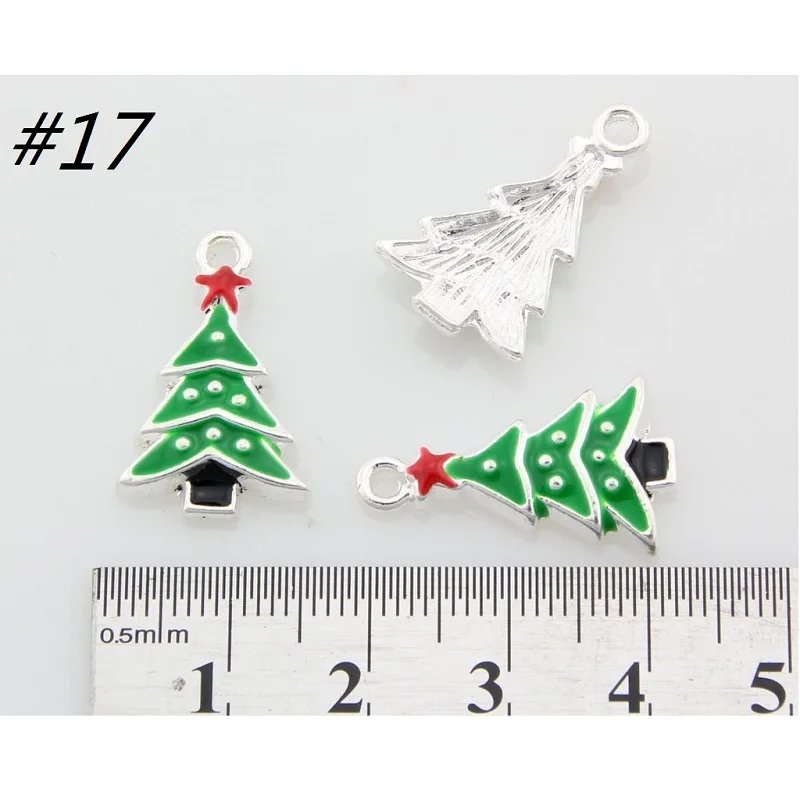 14Pcs /Lot 14style mix XMAS Christmas Gift tree Santa stocking bell cap Pendants Charms Silver Color Jewelry Findings DIY YY57