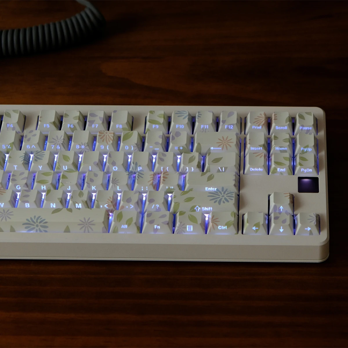 

Cherry Profile Flower Themed Side-lit Shine Through Keycaps 130 Keys Dye Sublimation PBT Keycap for MX Switches Gaming Keyboard