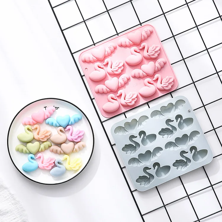 12-hole Swan Love Theme Modeling Silicone Mold Baking Tools Holiday Cake Chocolate Mold Cake Decorating Tools Baking Accessories