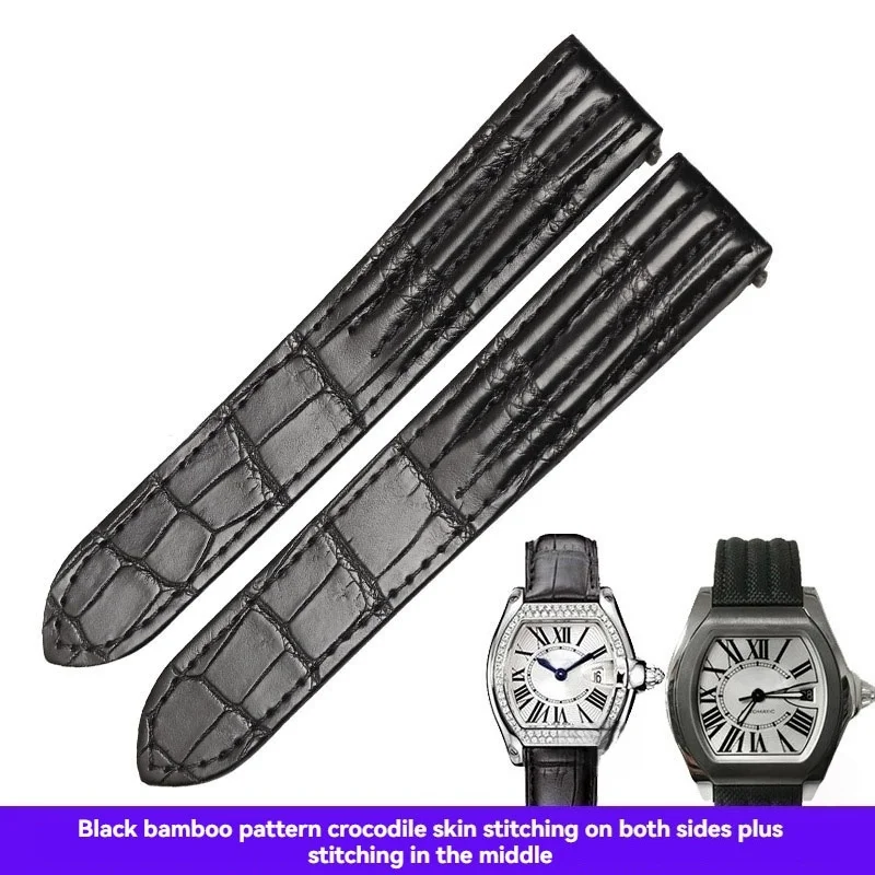 Handgemaakte aanpassen krokodillenleer horlogeband 15mm 19mm 20mm voor Cartier Roadster w6206018 w6206017 mannen vrouwen alligator band