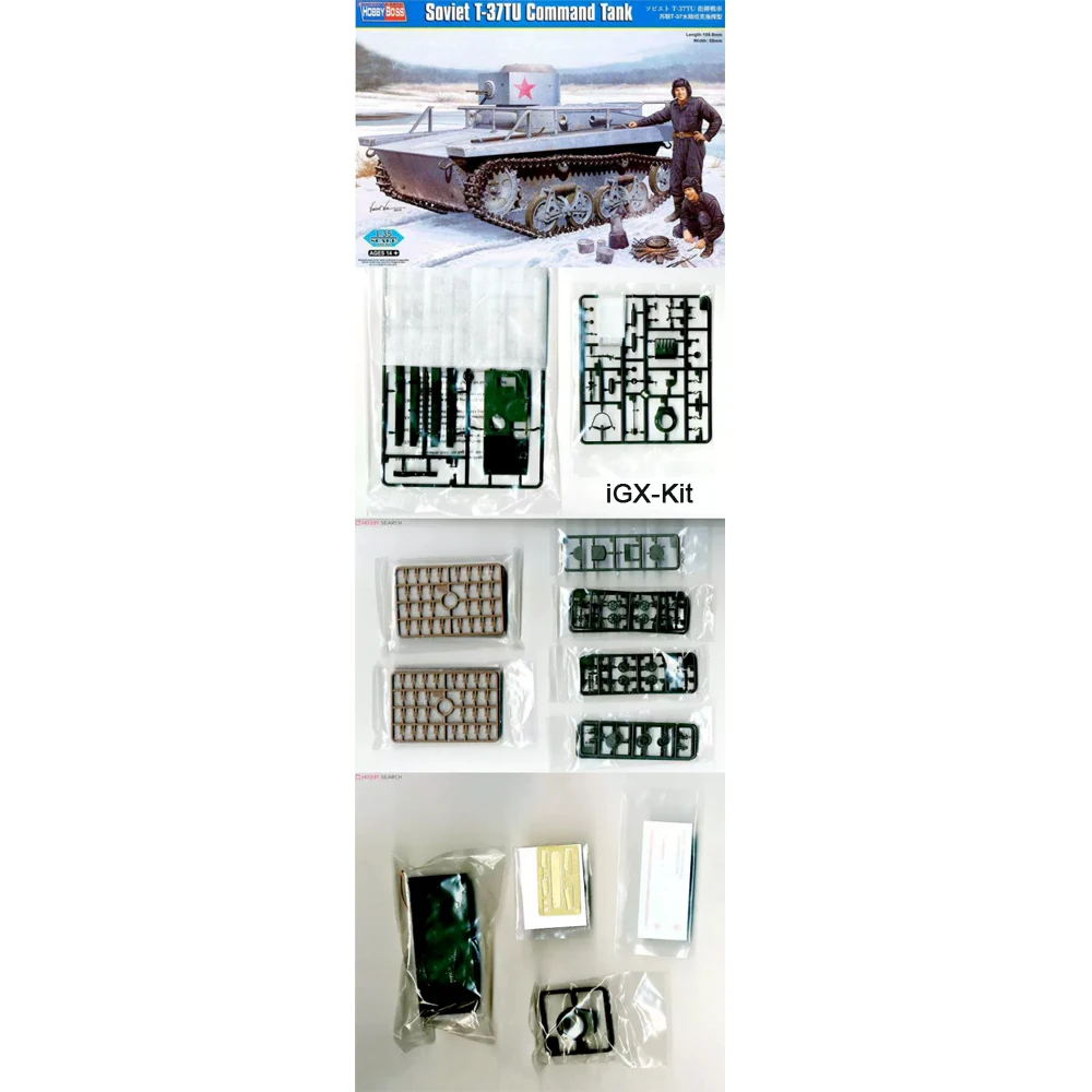 

Hobbyboss 83820 1/35 Scale Soviet T37 T-37TU Command Amphibious Light Tank Vehicle Hobby Craft Plastic Model Building Kit