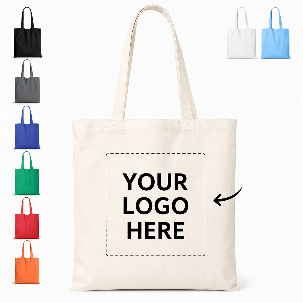 100pcs Custom Logo Canvas Tote Bags Wholesale Reusable Cotton Shopping ...