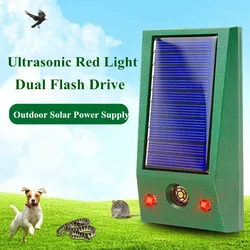 Solar Powered Ultrasonic Electronic Bird Repellent IP58 Waterproof Pigeon Deterrent Strong LED Flashing Pest for Yard Control