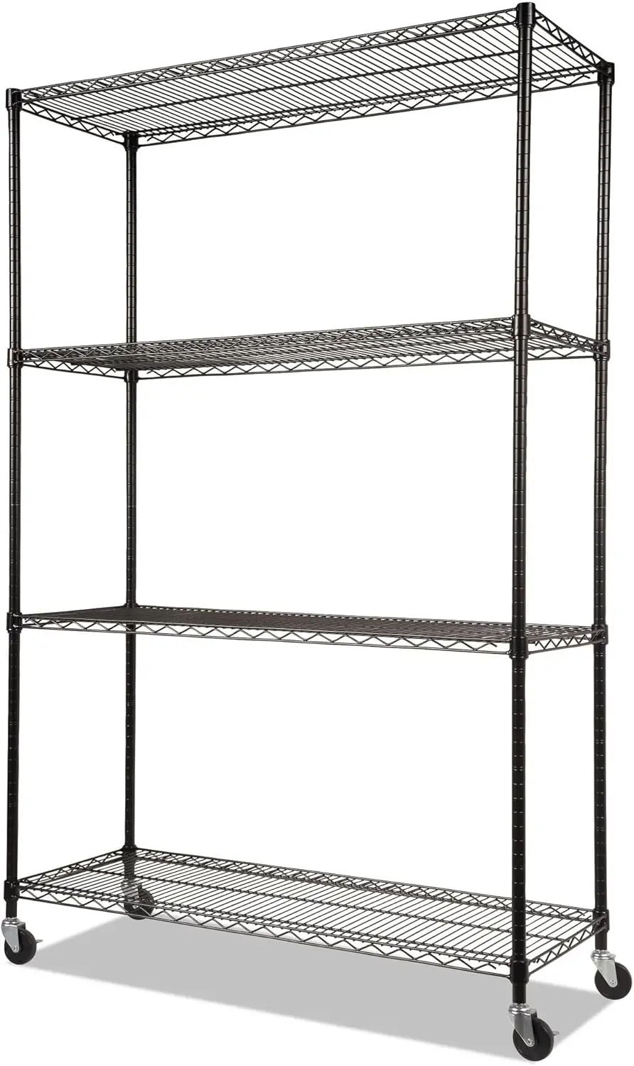 

ALE Полный проволочный стеллаж с кастом, четыре полки, 48 x 18 x 72, черный