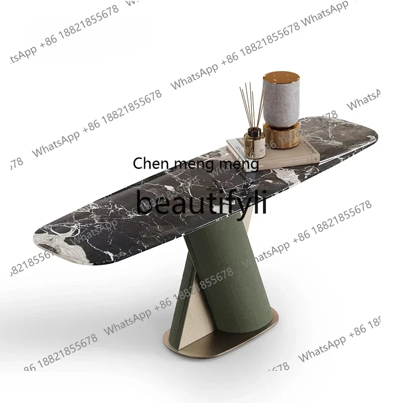 

182Q Italian modern light luxury natural marble against the wall opposite the door luxury stone entrance table