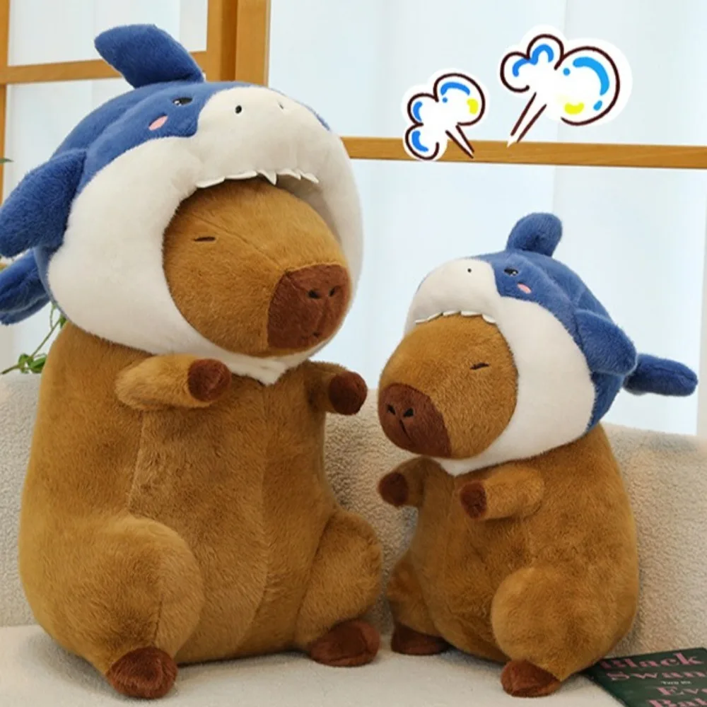 

Shark Headgear Capybara Plush Doll Dress Up Simulation Capybara Plush Toy Cartoon Fluffy Capibara Fluffty Doll Birthday Gift