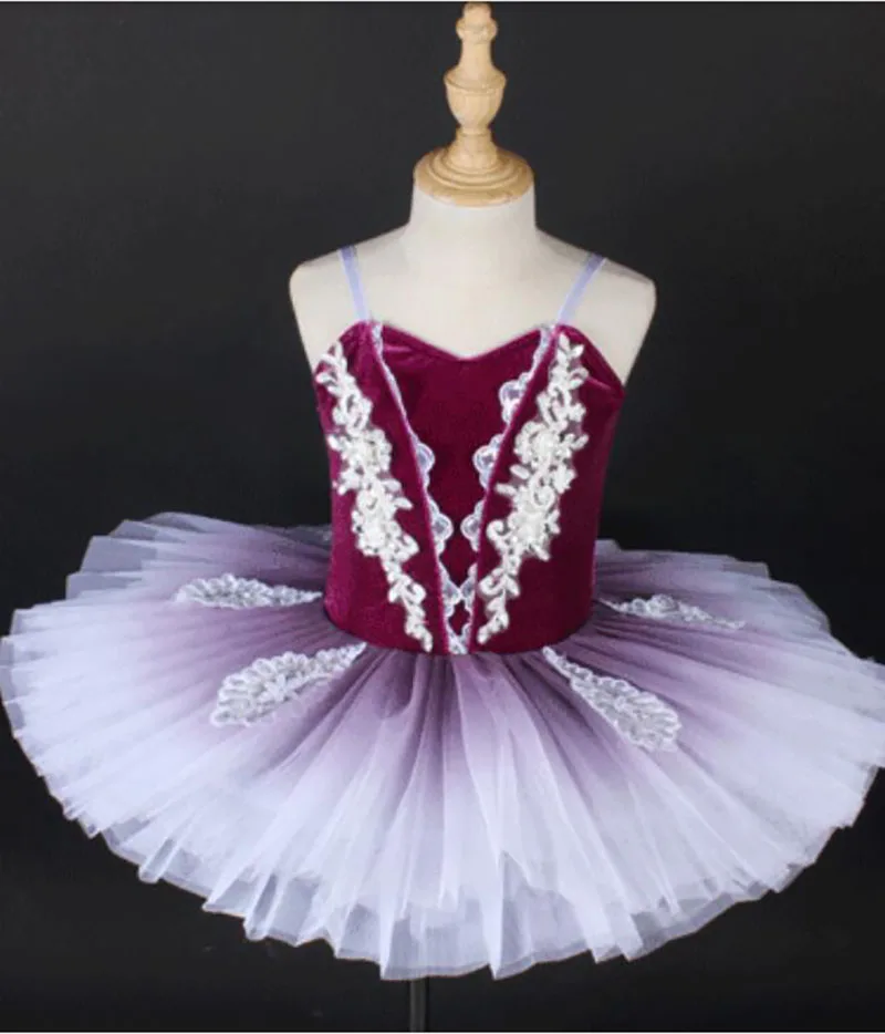 

Performance Ballet Dance Skirt Girls High Qualiy Elegant Sleeveless Ballet Swan TuTu Clothing Children Purple Ballet Dance Skirt