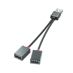 Cabo divisor USB do carro, cabo adaptador multifunções, cabo de carregamento para o iphone, android telefone inteligente, hub, 1 em 2 out