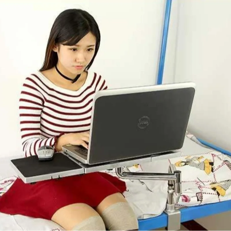 360°Rotating OK Tray Foldable Dormitory Computer Desk Lifting Adjustable Bedside Table Mobile Student Study Writing Desk
