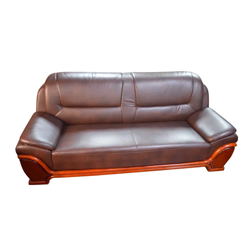

Chinese business reception sofa cowhide three-person boss office sofa coffee table combination