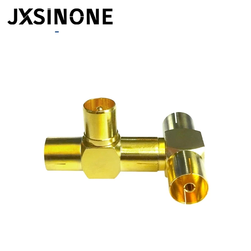 JXSINONE 1PC ทีวีชายหญิง2 T-Type Gold Plated Connector RF Coax Coaxial Adapter