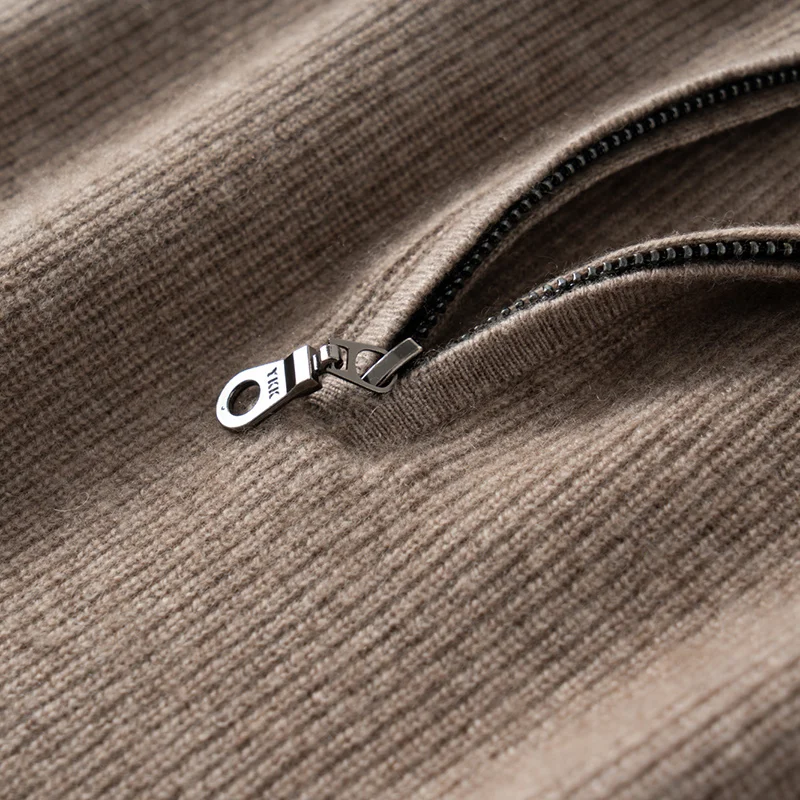 "100% Goat Cashmere Sweater Men's Semi-Turtleneck Pullover - Soft Warm Knit Jumper for Business Casual & Autumn Winter Men's Top