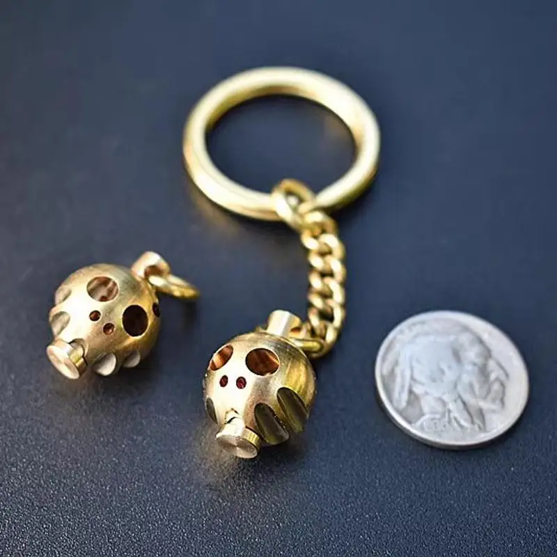 1 Piece EDC Brass Skull Umbrella Rope Knife Pendant EDC Ghost Keychain DIY Accessories