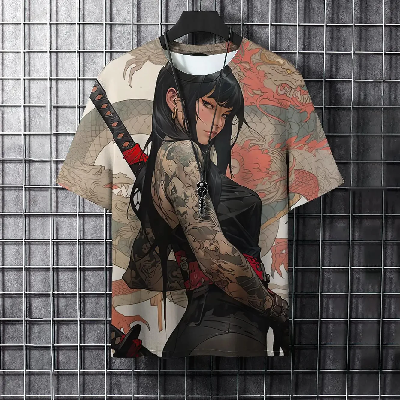 Newest Fashion Samurai Tattoo Graphic T-shirt For Men 3D Devil Mask Print Cool Male/Female Short sleeve Top Oversized Streetwear