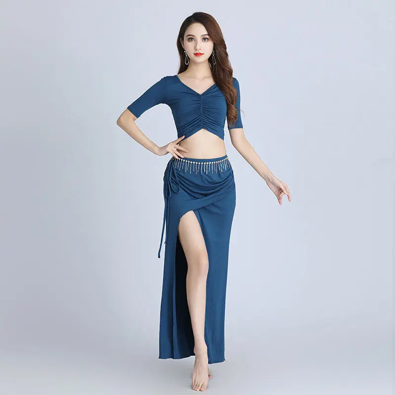 New large size modal belly dance practice dance suit suit belly dance top skirt performance suit