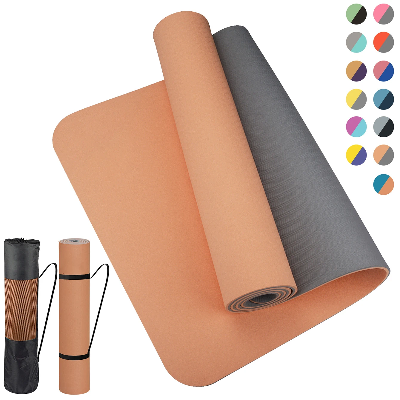 Non-slippery TPE yoga mat, thick two-color, high quality, for fitness, fitness, home, non-slip, 180x57cm