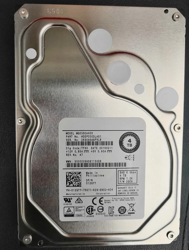 

MG03SCA400 012GYY 12GYY 4TB 6GB 7.2K SAS 3.5' server hard drive hdd