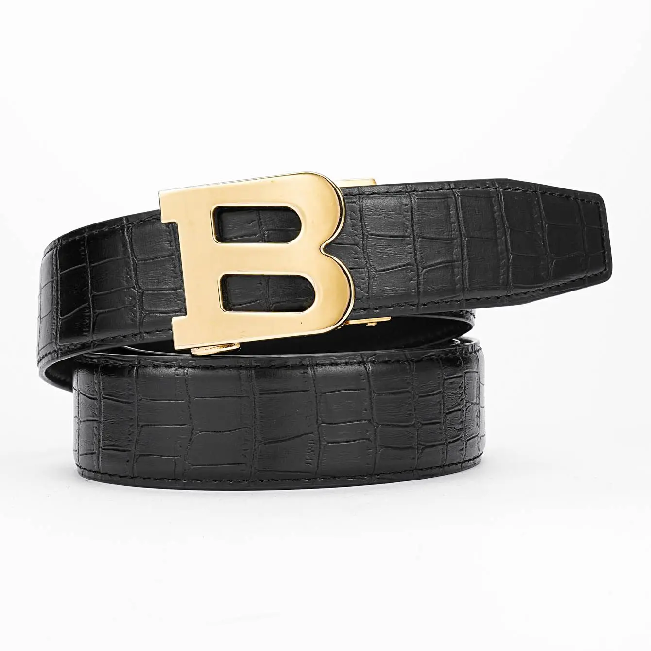 Stylish men personality Letter B alloy PU belt accessories