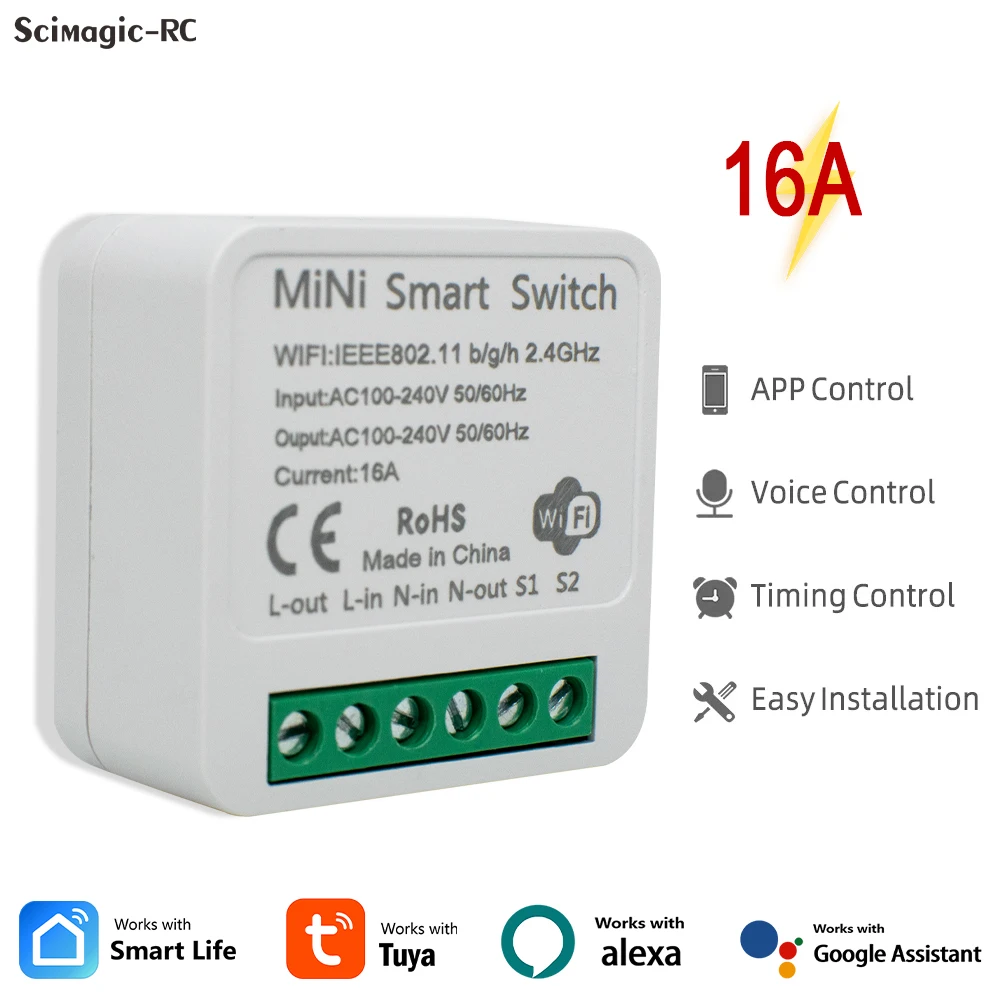Tuya MINI Wifi Switch DIY Smart Lighting Timer Relay Smart Life APP والتحكم الصوتي يعمل مع Alexa Google Home Alice