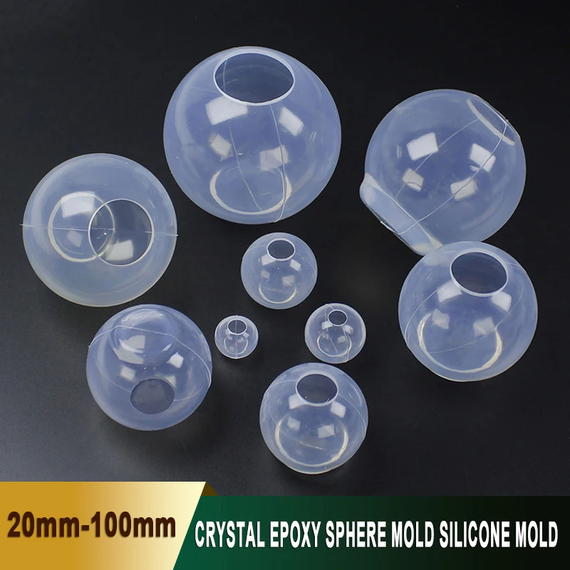 Crystal Epoxy Sphere Silicone Mold -DIY 3D Planet Universe Ball for Resin Art/Galaxy Decor/ Dry Flower Craft 20/30/40/50-100mm