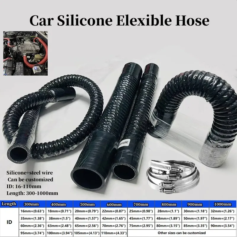 

Black Silicone Flexible Hose Steel Wire Corrugated tube Silicon Intercooler Hose Air Intake Pipe Radiator Tube Silicone Hose