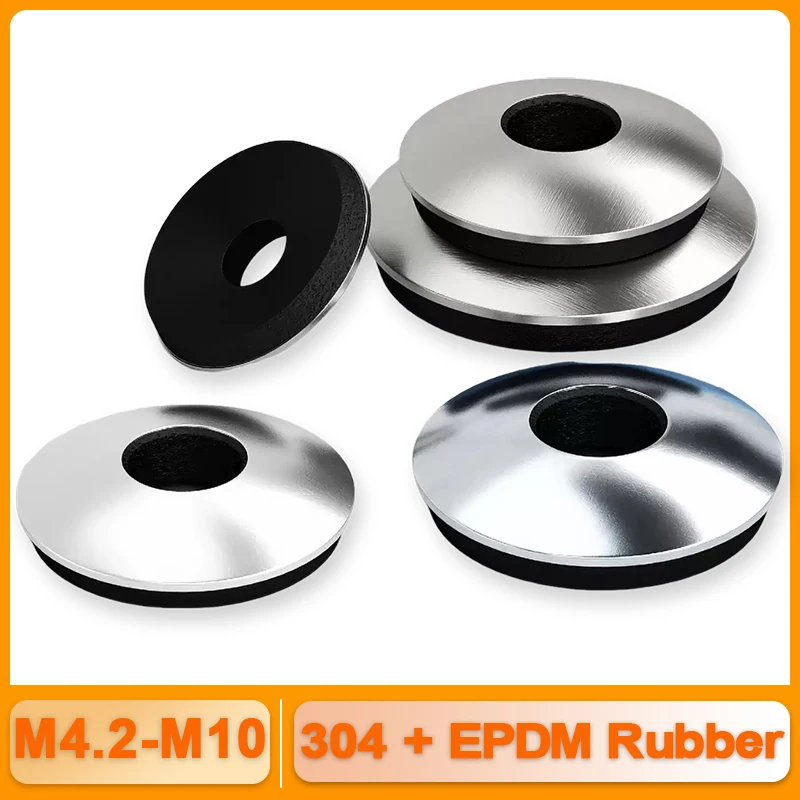 304 Stainless Non-slip Gasket EPDM Rubber Sealing Washers Waterproof Dustproof Compound Gaskets M4.2 M4.8 M5.5 M6.3 M8 M10