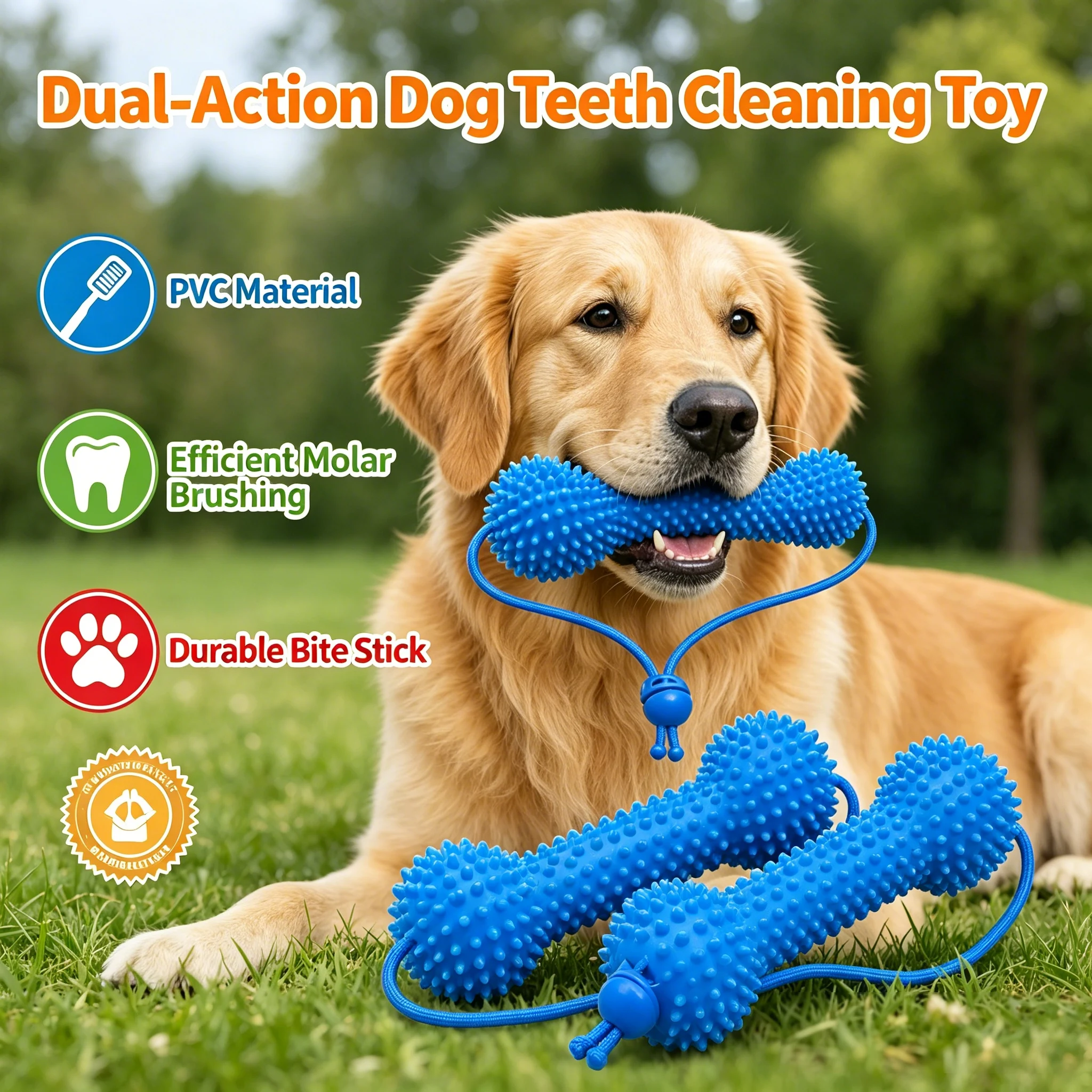 Bâton de brossage des dents pour animaux de compagnie, jouet à mâcher pour chien, jouet interactif en forme d'os molaire avec conception en corde, matériau PVC durable pour chiens, 1/2 pièces