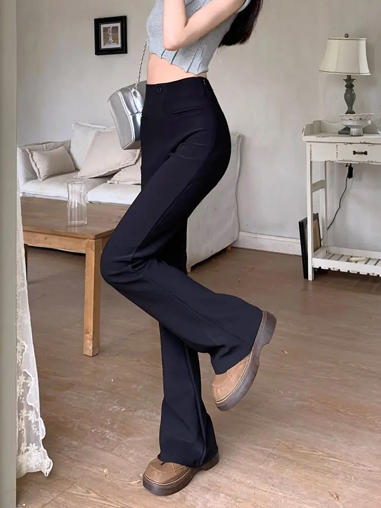 エレガントな白いフレアパンツ女性用蝶結びカジュアルパンツ韓国スタイル秋冬ハイウエスト TT1065