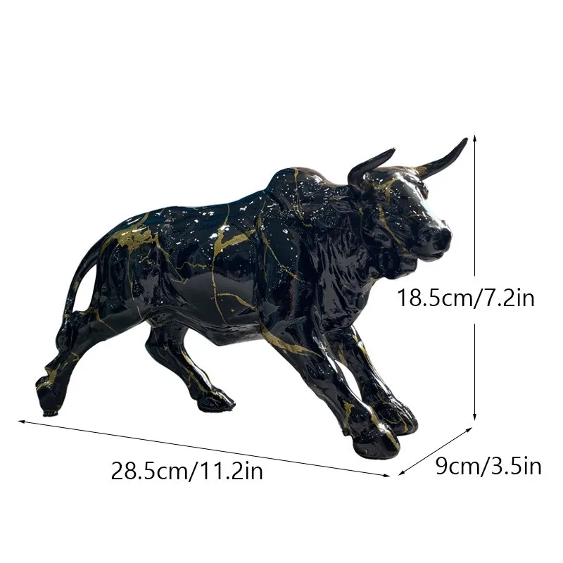 Resin Bull Figurine Statue Cow Sculpture OX Graffiti Modern Home Modern Home Office Figurine Desktop Decoration Festive Gifts