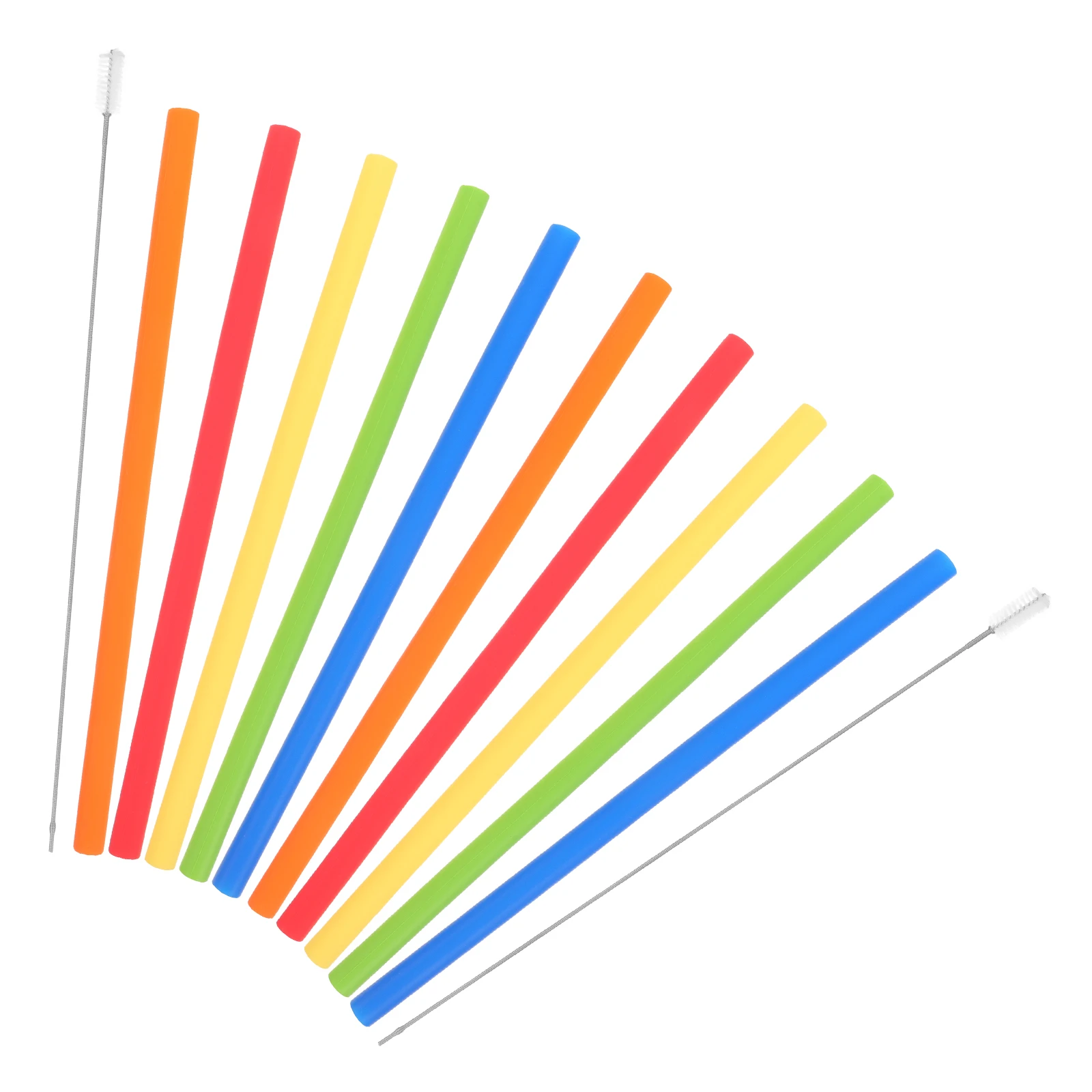 

1 set Food Grade Silicone Straws Reusable Drinking Straw Set Soft Brush Green Blue Yellow Red Travel Home Party Cleaning