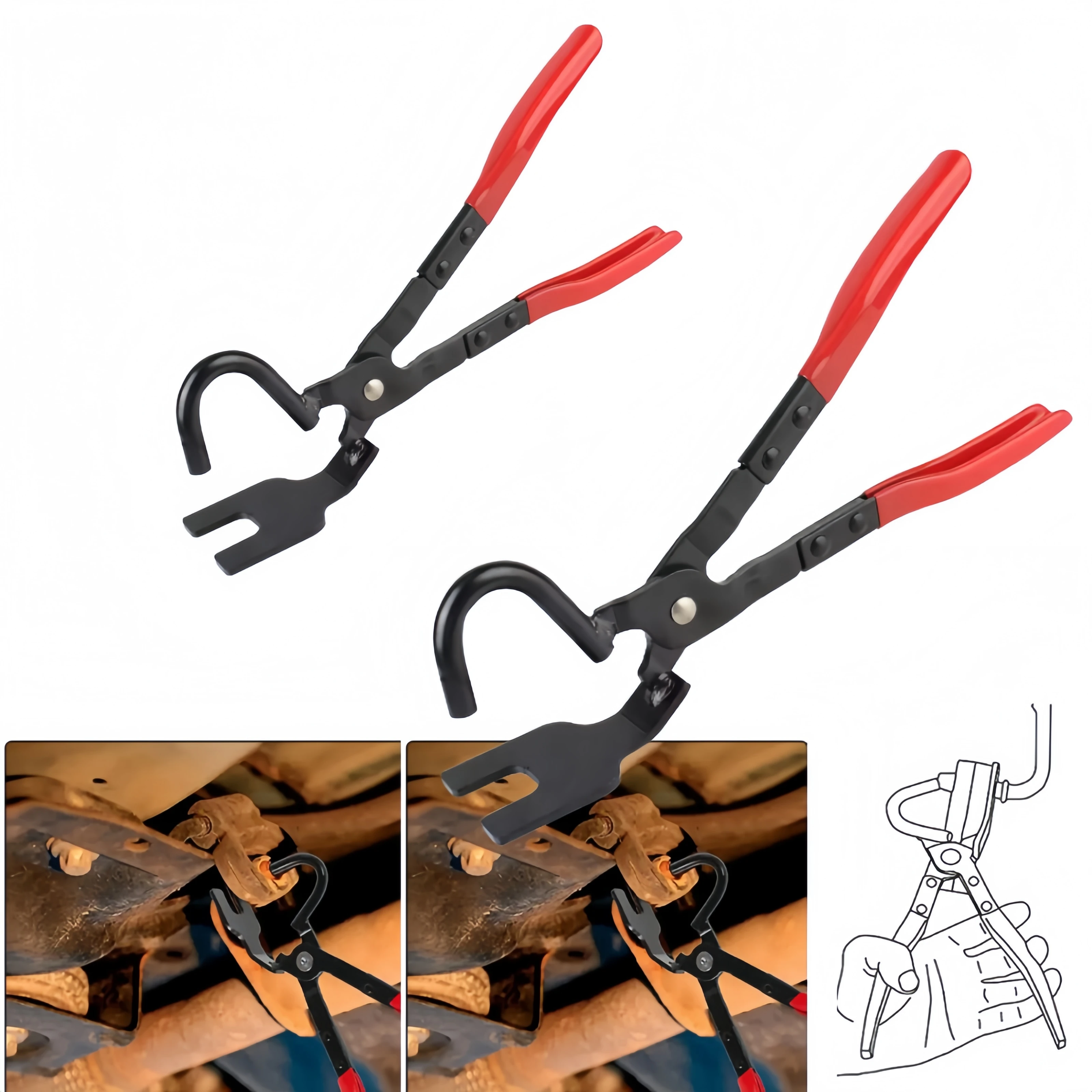 

Exhaust Hanger Removal Tool Plier Rubber Pad Puller Anti Slip Handle Install Disassembly Exhaust Pipe Gasket Repair Tool Pulling