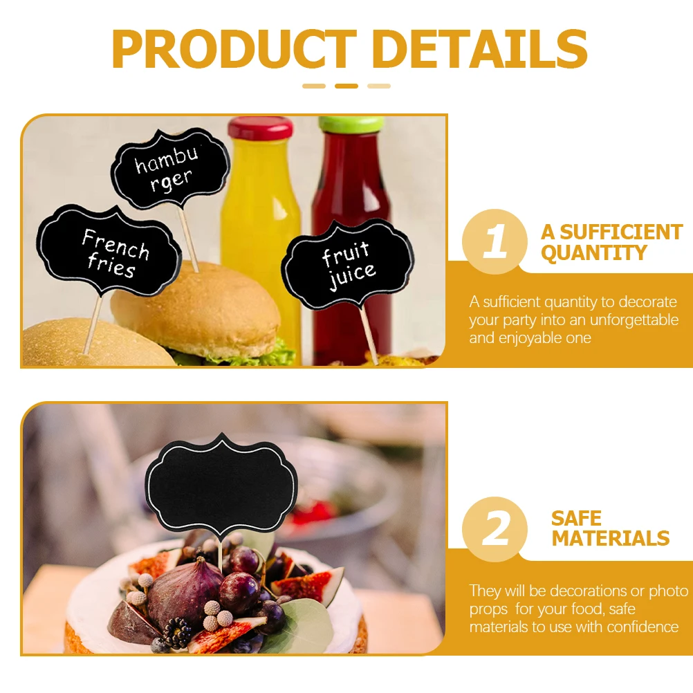 24 قطعة ملصقات السبورة ملصقات سبورة الطباشير لوحة تسجيل الغذاء القبعات العالية لحفلات الزفاف كعكة كب كيك الجبن علامات ديكور