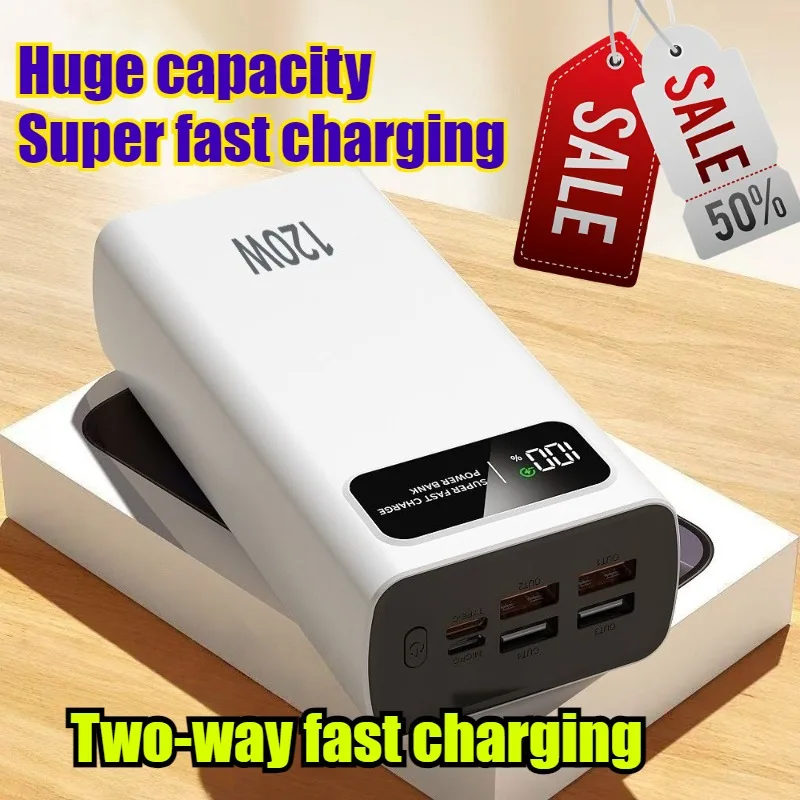 120W 3C Certified Power Bank Large Capacity Hot Sale Super Fast Charging PD Flash Charging Portable Slim Mobile Power Supply