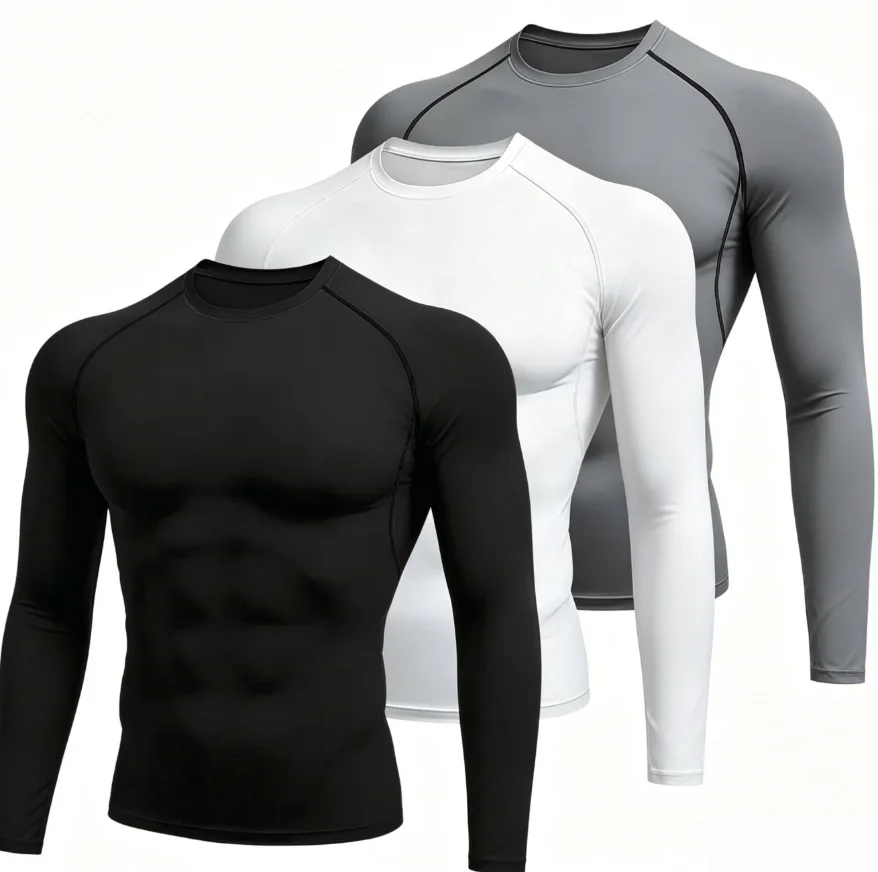 Autumn and winter Keep warm Men Compression Running T-Shirt Fitness Tight Long Sleeve Sport Training Jogging Gym Sportswear