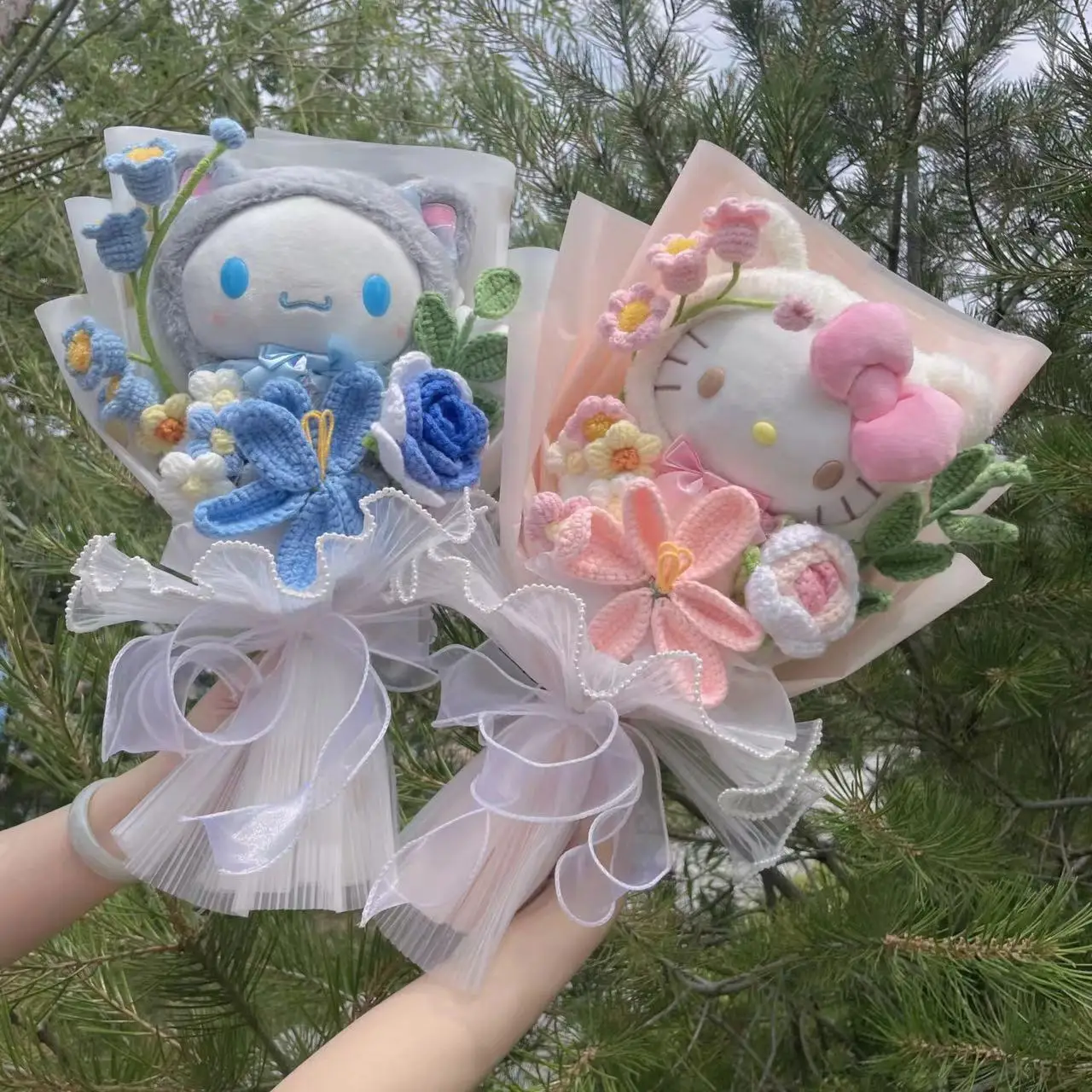 Cartoon My Melody Kuromi Cinnamoroll Kt Cat Plush Doll Toy Sanrio Bouquet Gift Box Valentine's Day Christmas Graduation Gifts