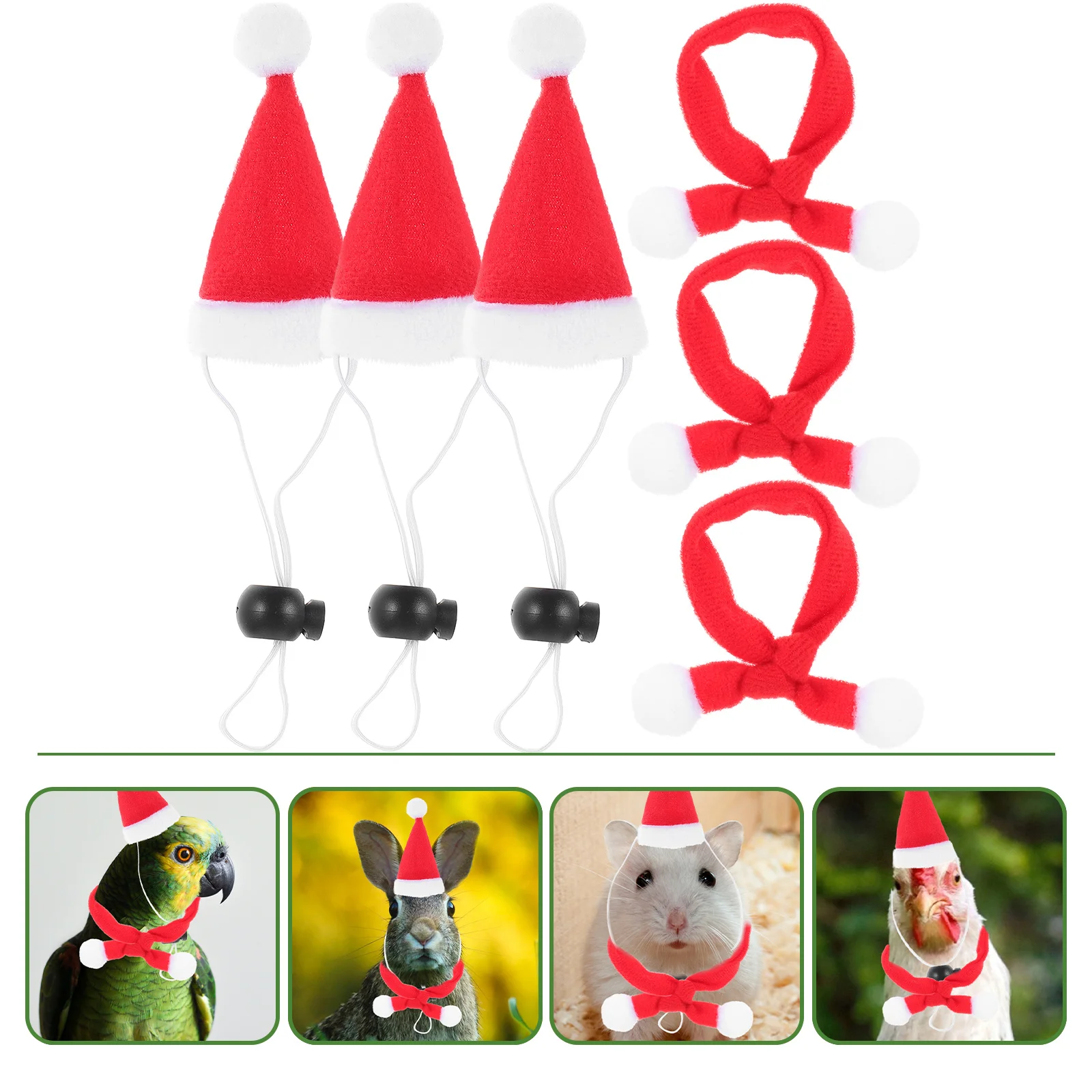 

6Pcs Pet Christmas Hat and Scarf Set Velvet Xmas Costume Supplies Adorable Design Comfortable Wear