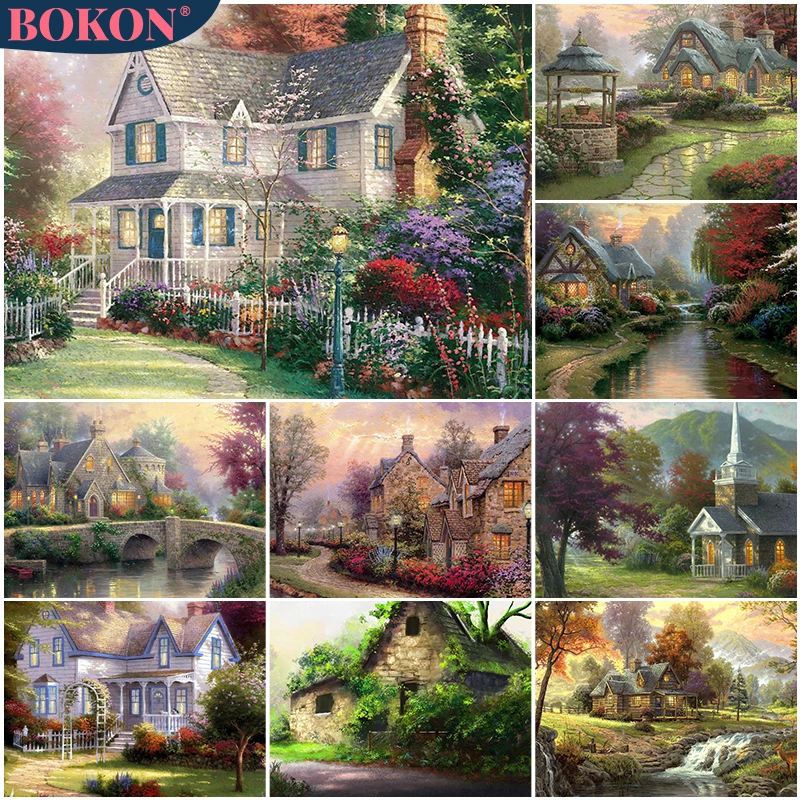 

5D Diamond Landscape Painting Resin Diamond Cross Stitch Town Landscape Painting DIY Diamond Mosaic Modern Wall Art Decoration