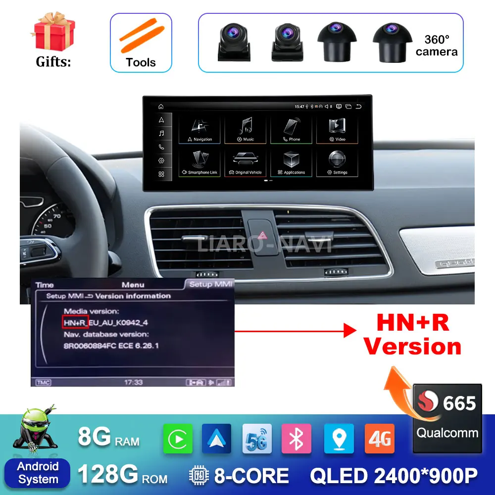 Draadloze Carplay 4G Android 16 voor Audi Q3 2013 - 2018 GPS Navigatie Auto Video Multimedia Speler WiFi BT DSP Stereo Auto Gereedschap