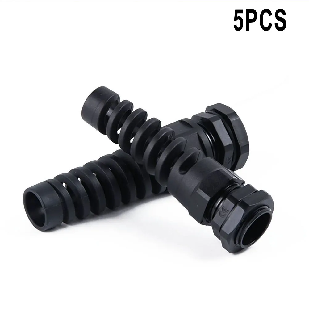 5pc PG7/PG9 M16/PG11 Soft Thread Cable Gland Connector Flexible Spiral Strain Relief Protector For Mechanical Control Boxes