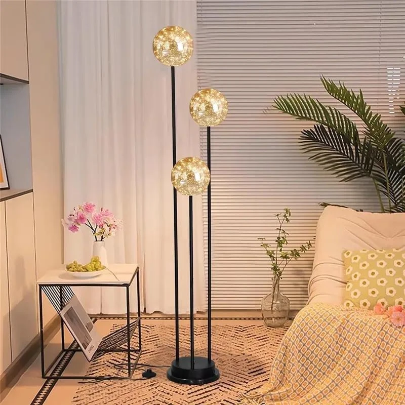 Modern simple vertical three-head spherical floor lamp living room bedroom sofa hotel