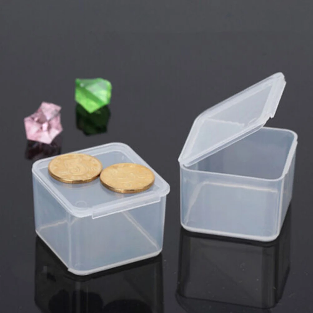 Finishing Container 1PC Transparent Plastic Small Square Boxes Packaging Storage Box With Lid for Jewelry Storage Accessories