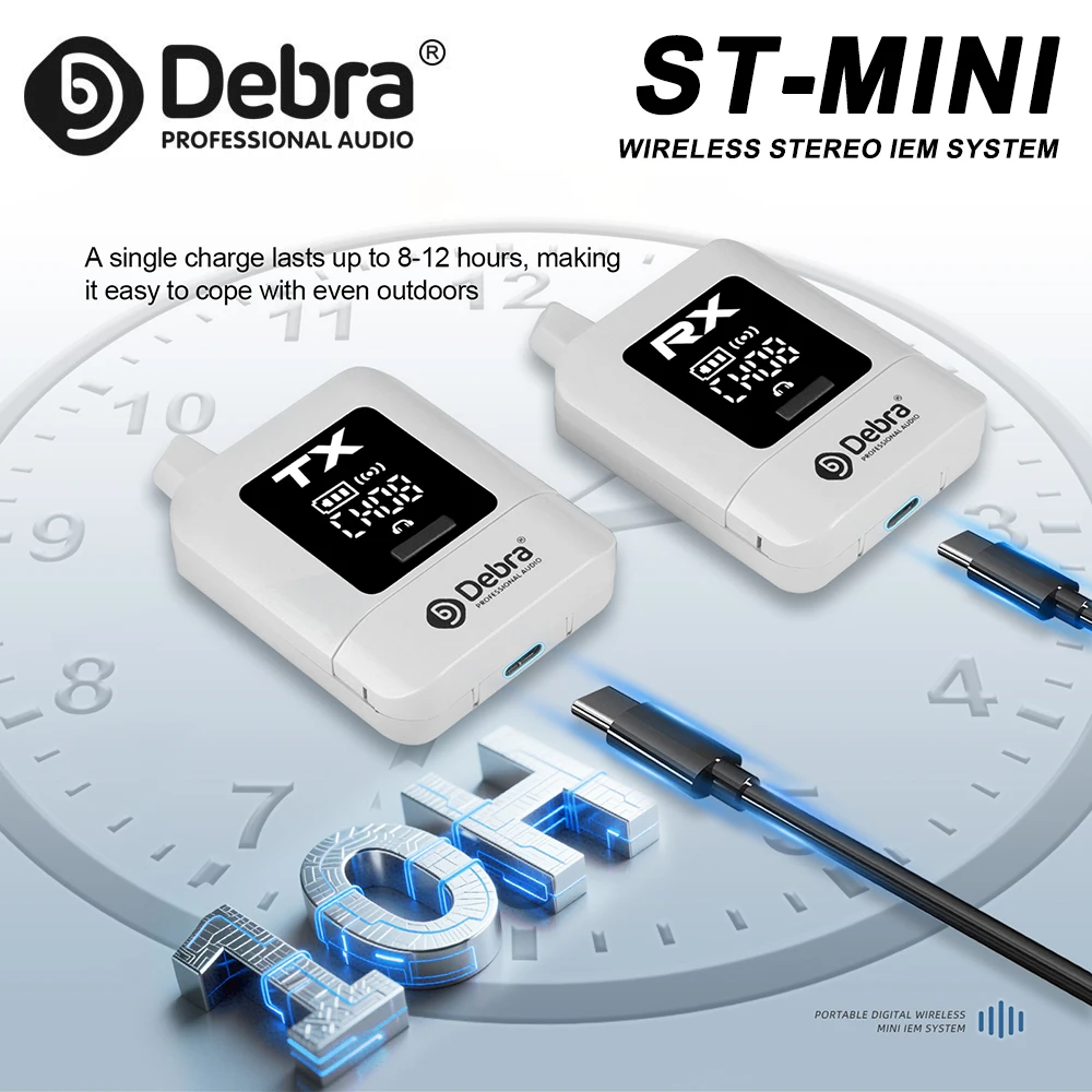 Debra ST-MINI نظام مراقبة لاسلكي داخل الأذن ST صوت صغير ستيريو قابل لإعادة الشحن IEM لأداء مرحلة البث المباشر للموسيقى
