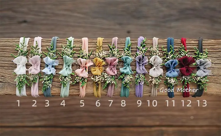 13 color small bow tiara Full moon baby photo hair flower Original hair accessories newborn photo props