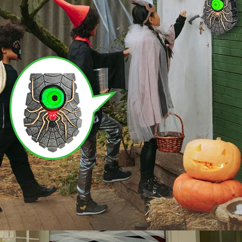 Nuovo campanello ragno di Halloween suono incandescente campanello con un occhio decorazione campanello horror bar stanza segreta casa fantasma trucco prop