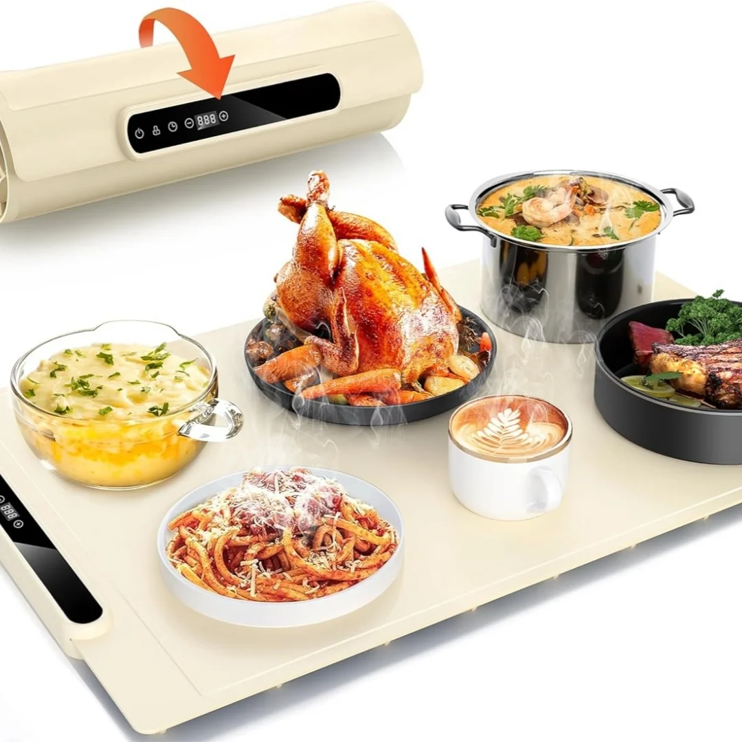 

Коврик для подогрева еды, электрический поднос для подогрева с 7-мя темпераментами, складной подогреватель еды для вечеринок, буфетов, семейных встреч,