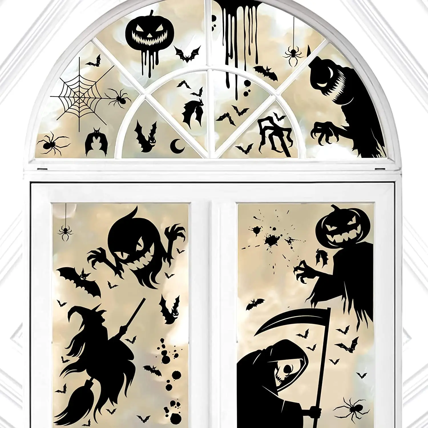 Halloween Window Decoration Horror Grim Ghost Skeleton Party Home Haunted Houses Bar Window Wall Decal Scrapbook Sticker25*35cm