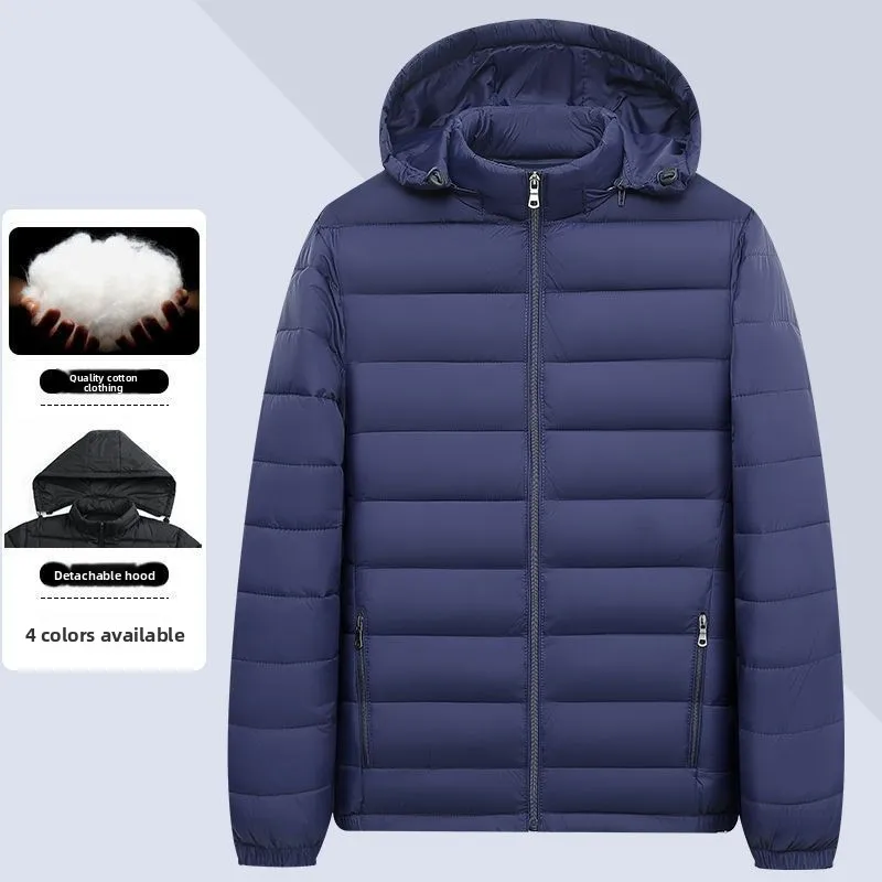 Chaleur légère ort à capuche en coton Jaet hommes col montant vêtements d'extérieur élément de noeud tissu en nylon régulier Thi...