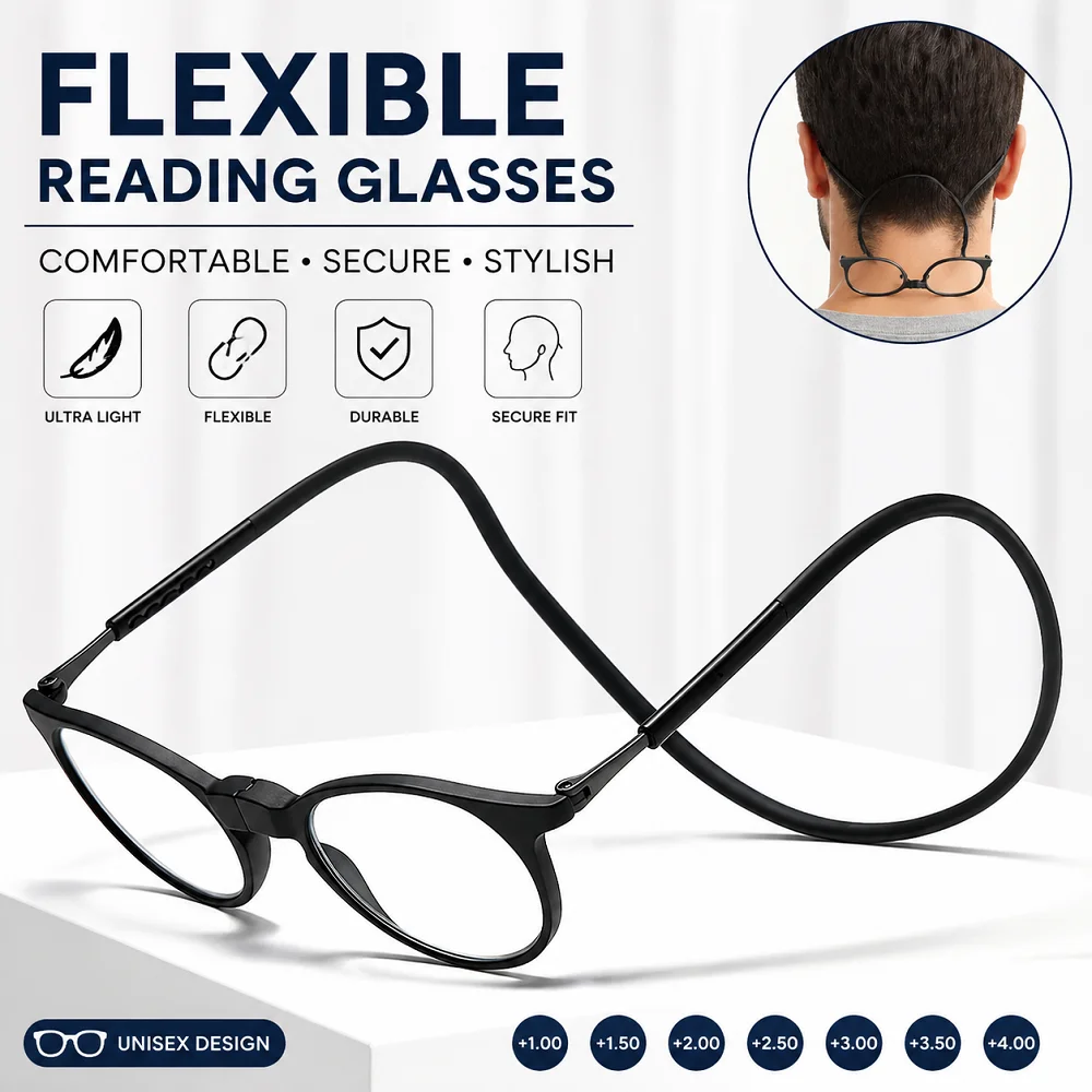 Hanging Neck TR90 Reading Glasses Men\'s Women Anti-Blue Light Portable Ultra-light Computer Spectacles Round-Frame Mens Glasses